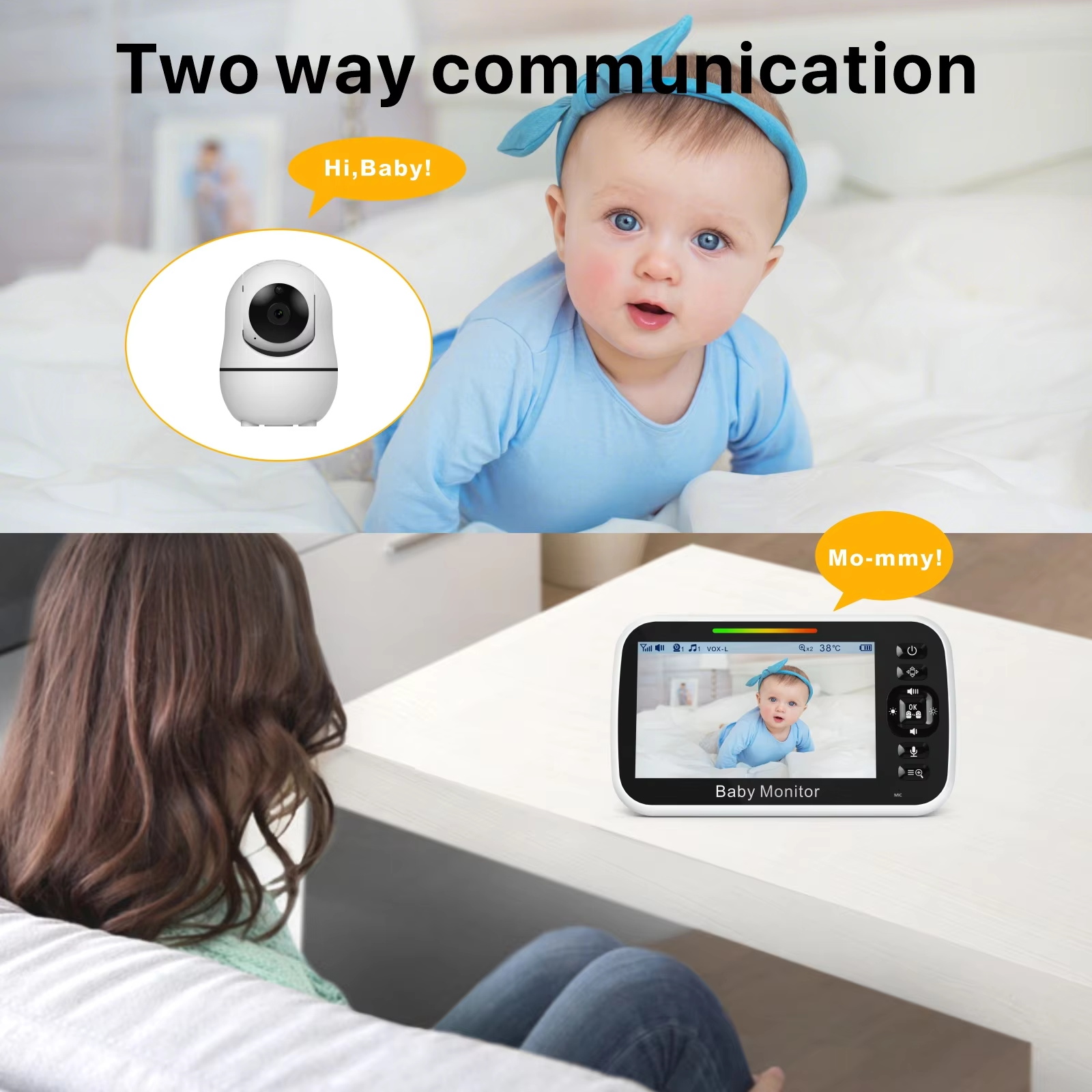 5.0인치 베이비 모니터 LCD 화면 VOX 모드 야간 - Baby Monitor Sensor 리뷰 및 가격