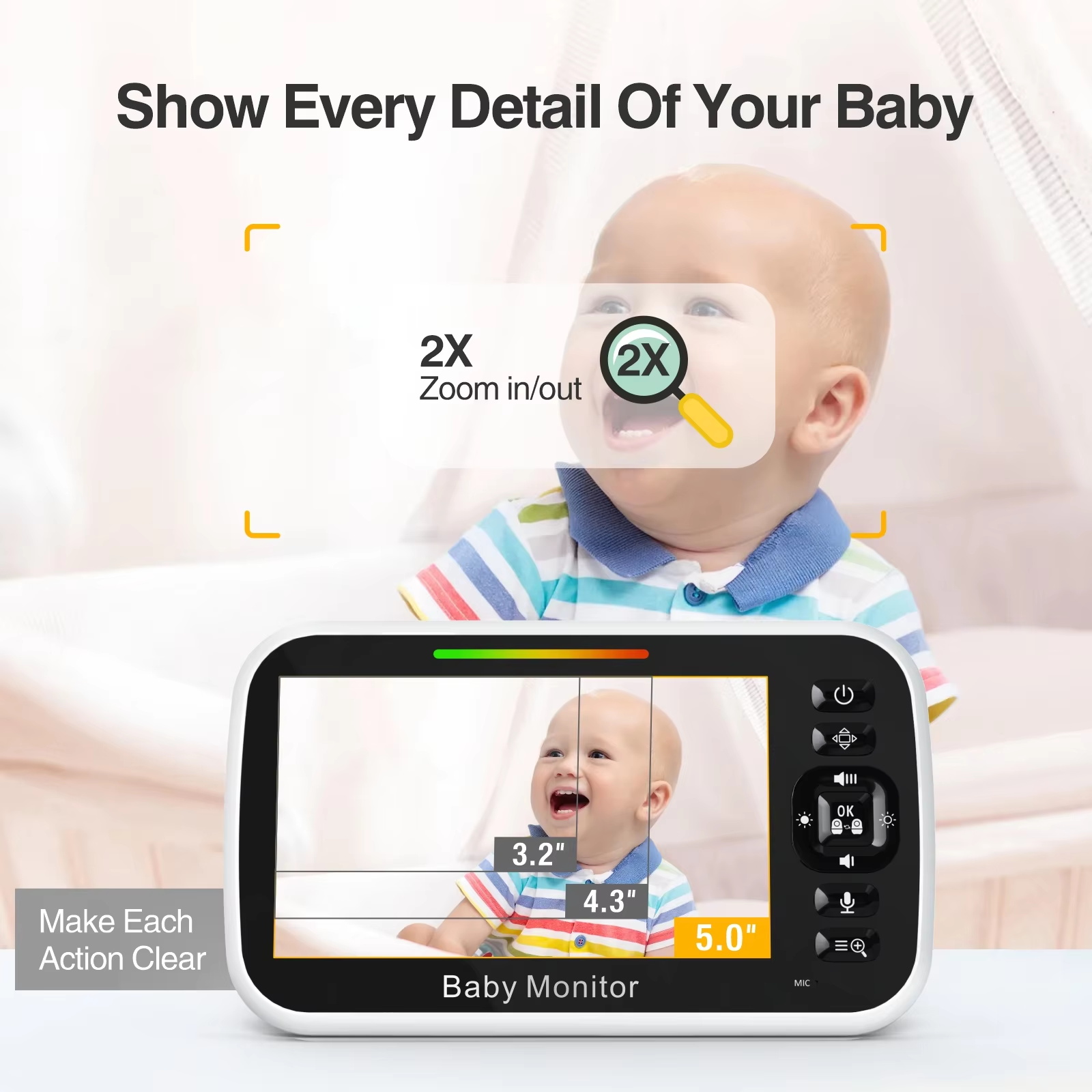 5.0인치 베이비 모니터 LCD 화면 VOX 모드 야간 - Baby Monitor Sensor 리뷰 및 가격
